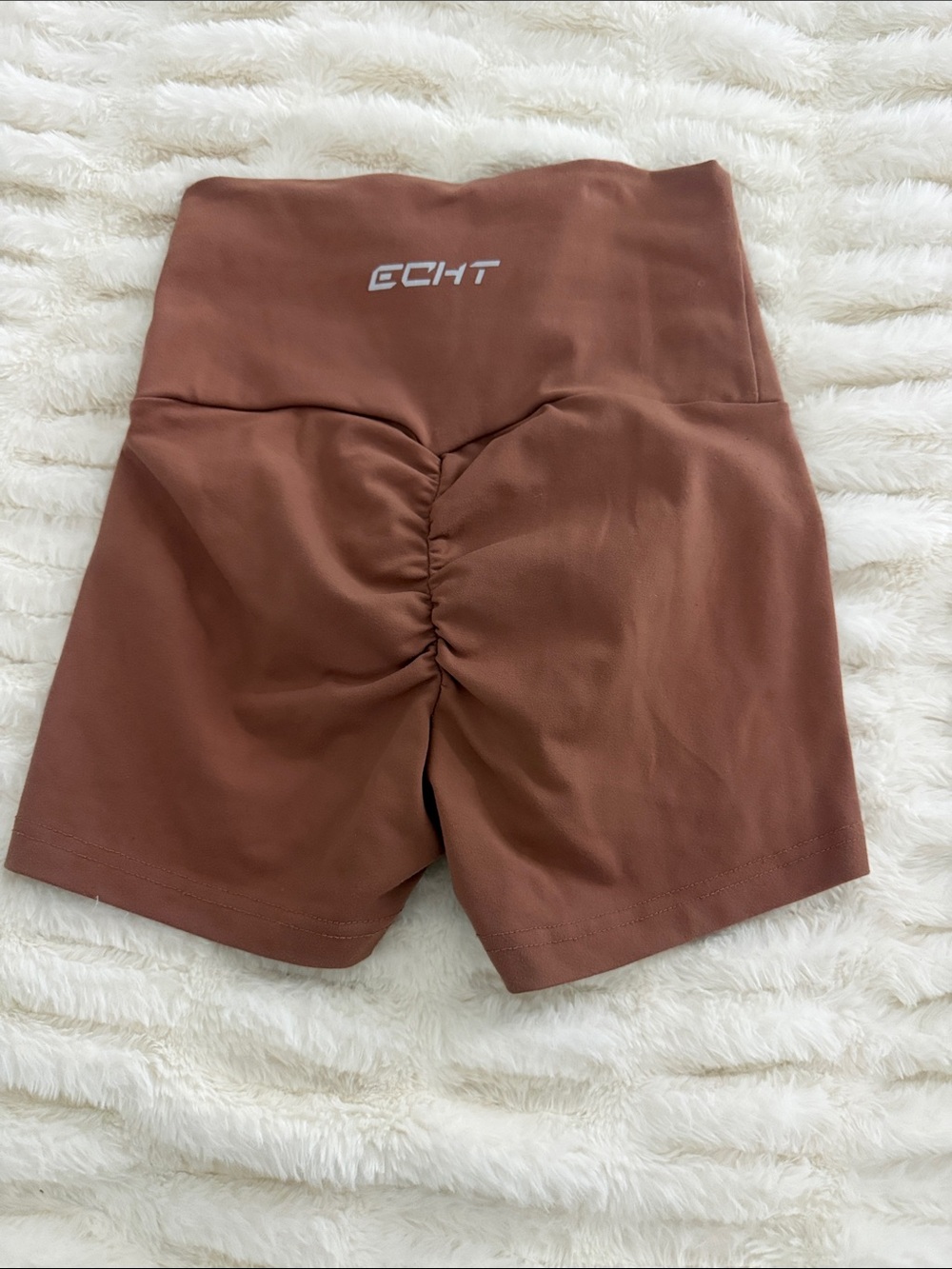 ECHT Rust High-Waist Scrunch-Back Bike Shorts